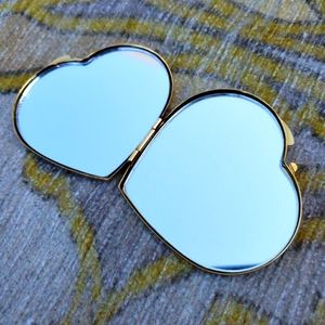 Little Vintage Heart Shaped Gold Pocket Mirror